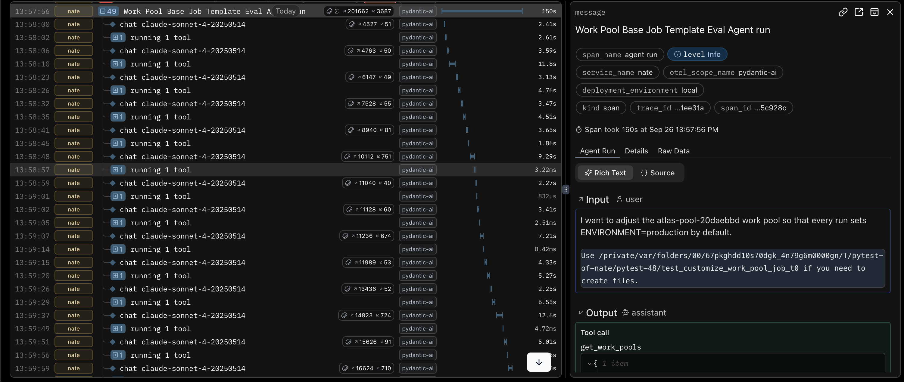 An image of the Logfire dashboard